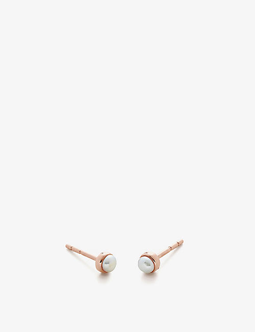 MONICA VINADER: Mini Pearl 18ct rose gold-plated vermeil sterling silver earrings