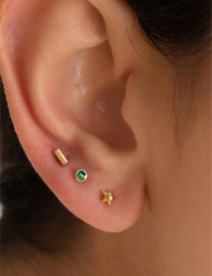 MONICA VINADER: Mini Gem 14ct Yellow-Gold And Onyx Single Labret Earring