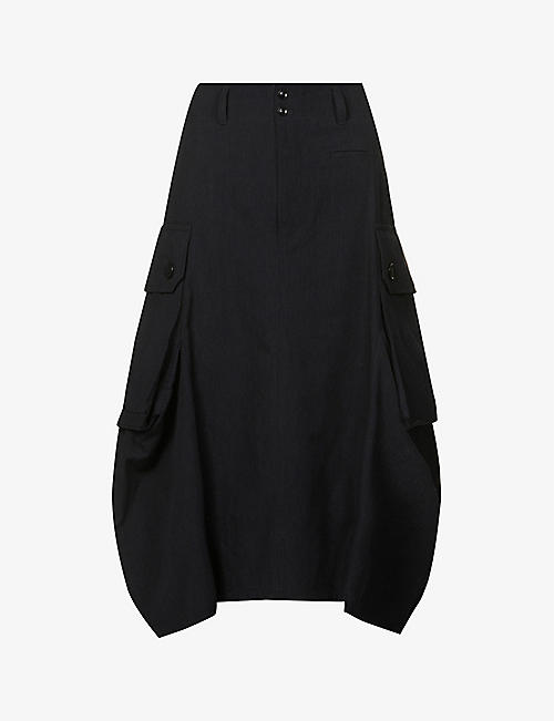 YS: Asymmetric pleated cotton maxi skirt