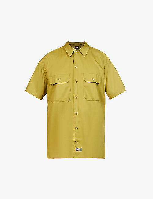 DICKIES: Work brand-appliqué regular-fit cotton shirt