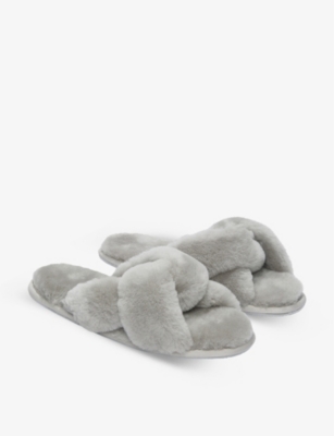 THE WHITE COMPANY Twist strap sheepskin slippers Selfridges