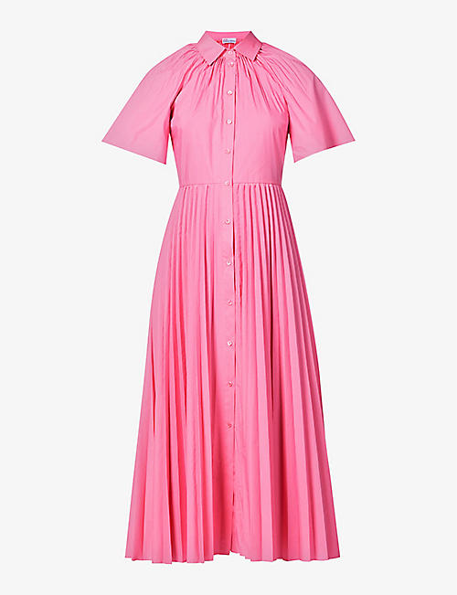 RED VALENTINO: Pleated poplin cotton-blend midi dress