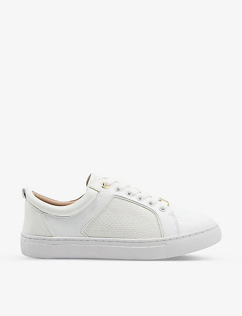 DUNE: Estee embossed faux-leather low-top trainers