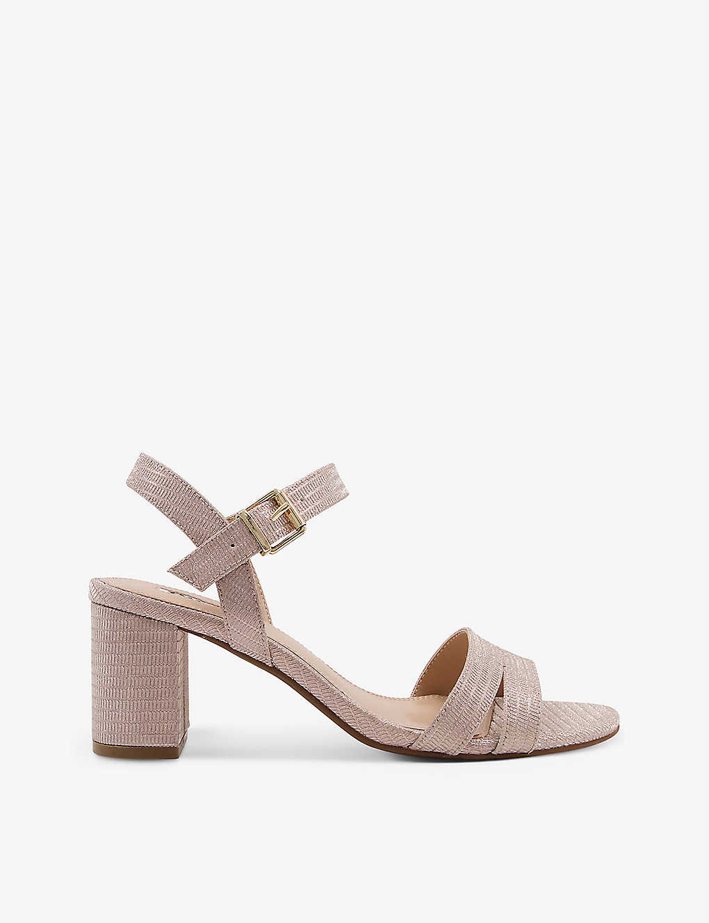Dune Merisa Glitter Block-heel Woven Sandals In Rose Gold-fabric