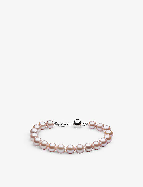 YOKO LONDON: Classic 18ct white-gold and pink freshwater pearl bracelet