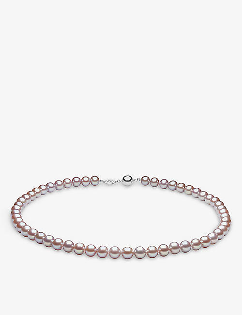 YOKO LONDON: Classic 18ct white-gold and pink freshwater pearl necklace