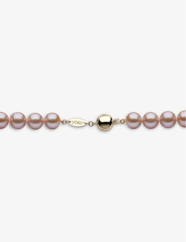 Classic 18ct yellow-gold and pink freshwater pearl necklace
