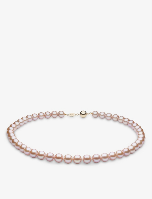 Classic 18ct yellow-gold and pink freshwater pearl necklace