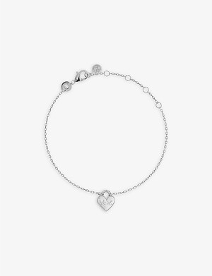 MERCI MAMAN Personalised Heart Padlock sterling-silver bracelet