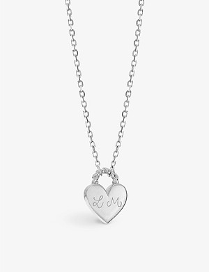 MERCI MAMAN Personalised Heart Padlock sterling-silver pendant necklace