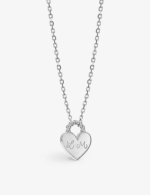 MERCI MAMAN: Personalised Heart Padlock sterling-silver pendant necklace