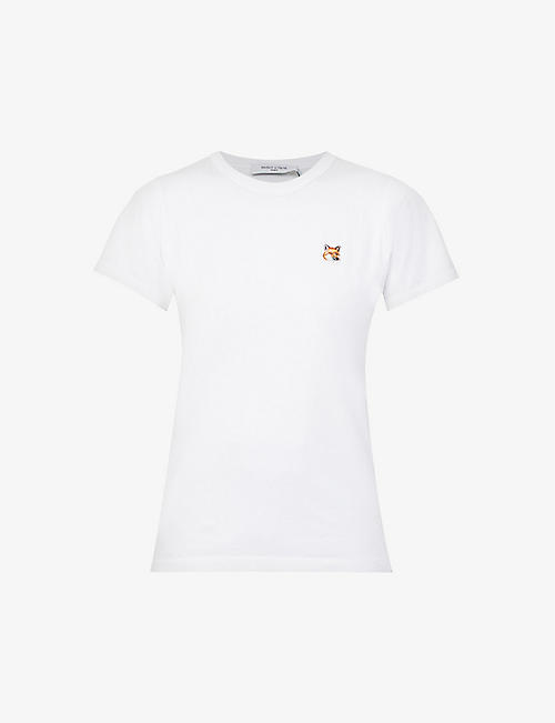 MAISON KITSUNE: Fox Head embroidered cotton-jersey T-shirt