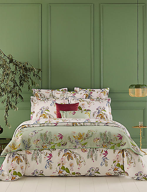 YVES DELORME: Flores geometric-print organic-cotton fitted sheet