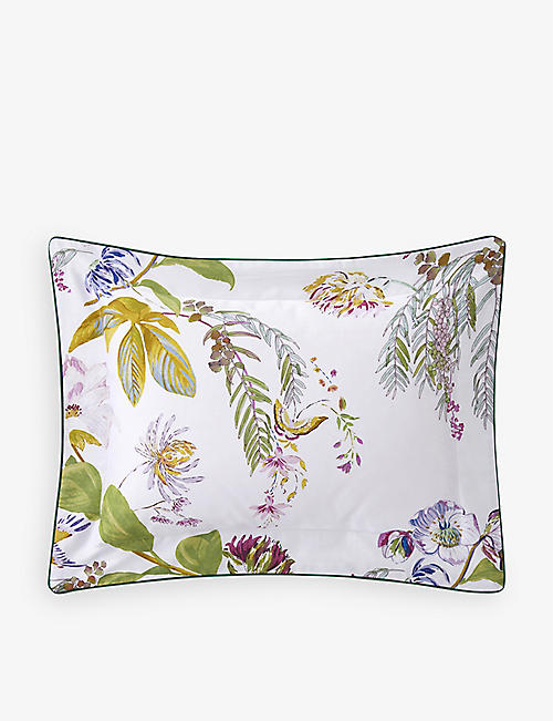 YVES DELORME: FLORES floral-print organic-cotton pillowcase 30cm x 40cm