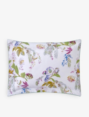 Yves Delorme Multicoloured Flores Floral-print Organic-cotton Pillowcase 50cm X 75cm