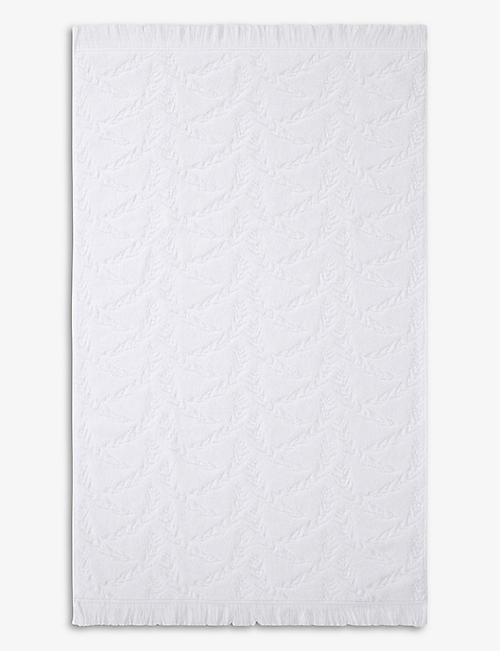 YVES DELORME: FLORES jacquard-floral organic-cotton bath sheet 90cm x 150cm