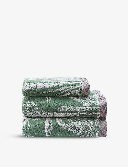 YVES DELORME: Iles palm-pattern jacquard organic-cotton towel