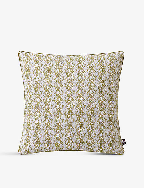 YVES DELORME: Îles floral-embroidered cotton cushion cover 45cm x 45cm