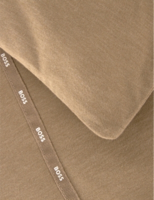 Hugo Boss Boss Camel Sense Cotton-blend Jersey Duvet Cover In Camel