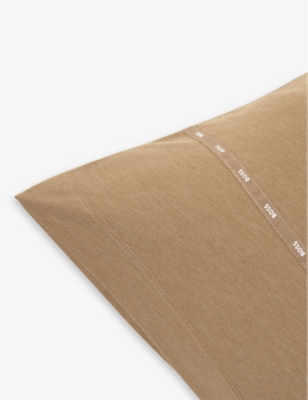 Shop Hugo Boss Boss Camel Sense Cotton-blend Square Pillowcase 65cmx65cm
