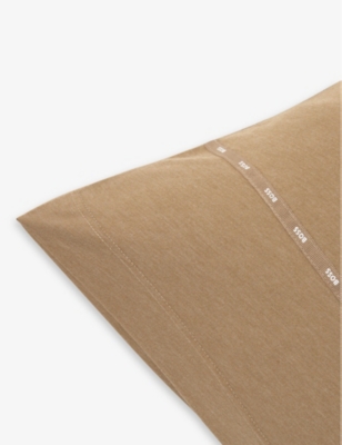 Hugo Boss Boss Camel Sense Cotton-blend Square Pillowcase 65cmx65cm In Camel
