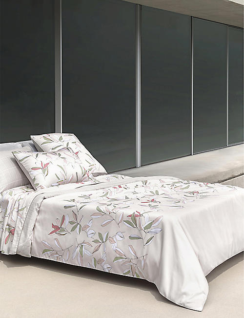 BOSS: Spring Bloom floral-print cotton flat sheet