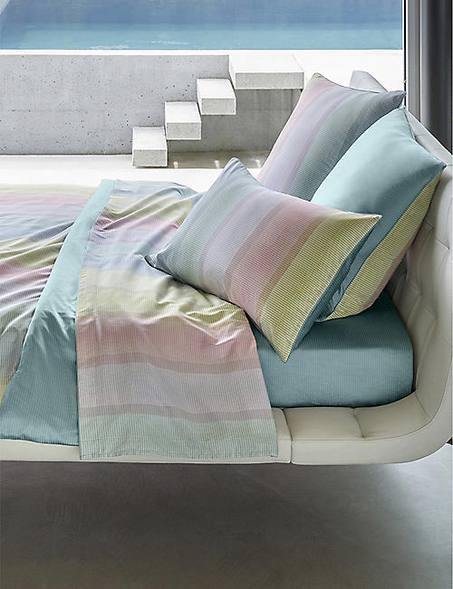 BOSS: Sunset Spirit striped cotton pillowcase 50cm x 75cm