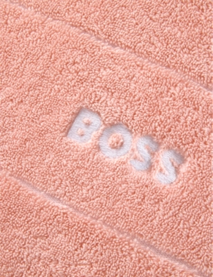 BOSS: Plain logo-embroidered Egyptian-cotton bath mat 50cm x 70cm