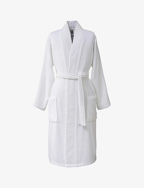 BOSS: Logo-embroidered kimono terry cotton dressing gown