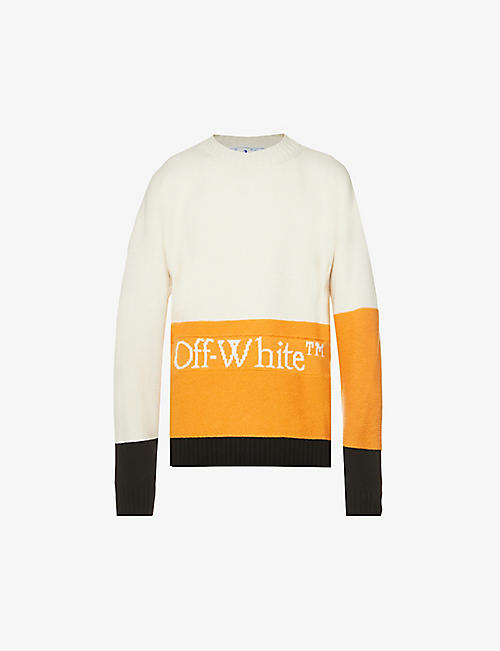 OFF-WHITE C/O VIRGIL ABLOH: Brand-embroidered colour-block wool jumper