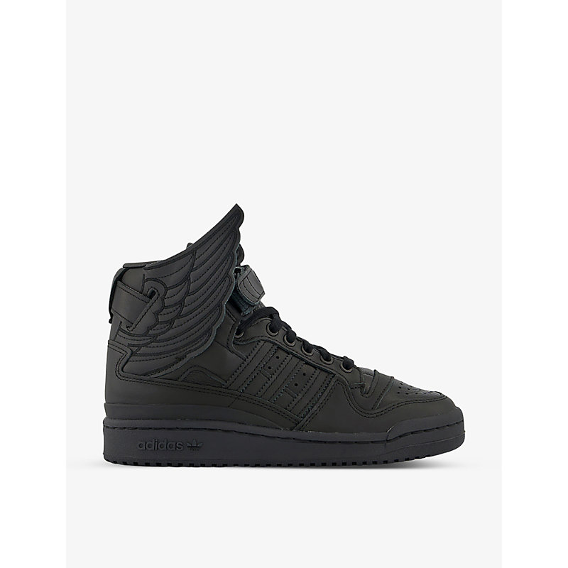 ADIDAS ORIGINALS ADIDAS MEN'S CORE BLACK CORE BLACK WH X JEREMY SCOTT NEW WINGS LEATHER HIGH-TOP TRAINERS,54840608