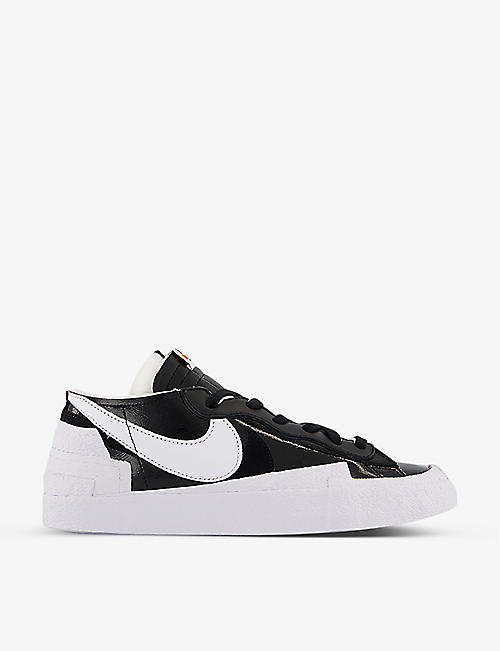 NIKE: sacai x Blazer Low leather and suede low-top trainers