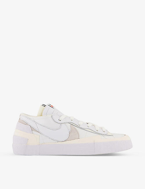NIKE: sacai x Blazer Low leather and suede low-top trainers
