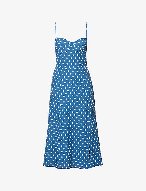 REFORMATION: Juliette polka dot-print crepe midi dress