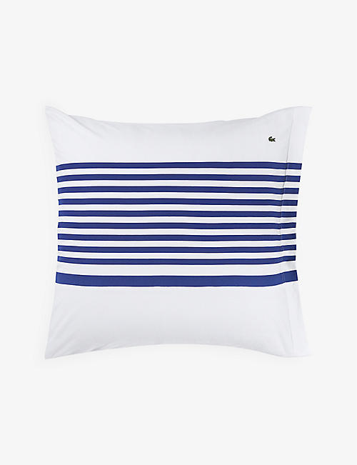 LACOSTE: Bayader striped organic cotton-jersey pillowcase 50cm x 50cm