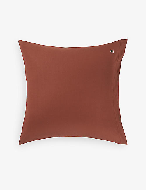 LACOSTE: Piqué logo-embroidered organic-cotton pillowcase 50cm x 50cm