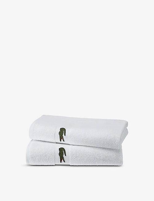 LACOSTE: Casual logo-embroidered organic-cotton bath towel 100cm x 150cm