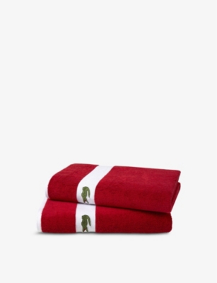 LACOSTE: Casual logo-embroidered organic-cotton hand towel 55cm x 100cm