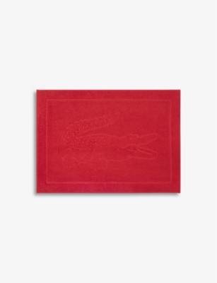 LACOSTE: Casual logo-embroidered cotton bath mat 55cm x 80cm