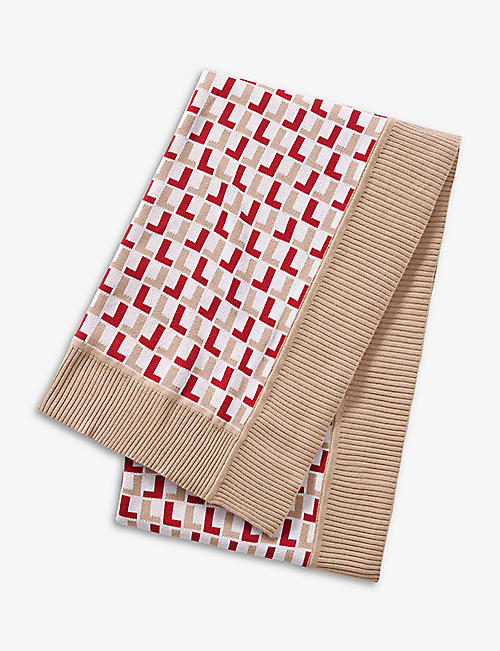 LACOSTE: Biscuit logo-print knitted throw 170cm x 130cm