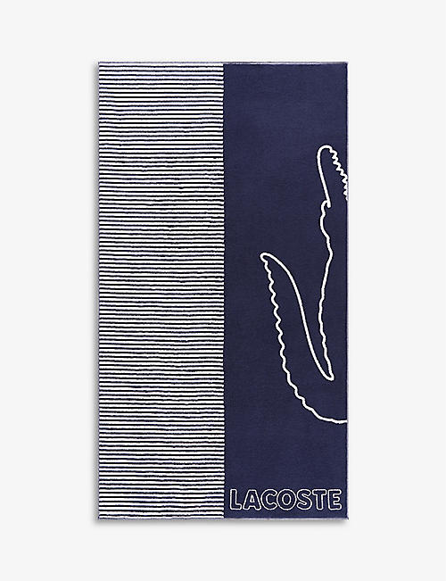 LACOSTE: Ligne logo-print organic-cotton beach towel 90cm x 160cm