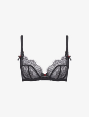 Agent Provocateur Sparkle Underwired Embroidered-tulle Plunge Bra In Gold  Multi