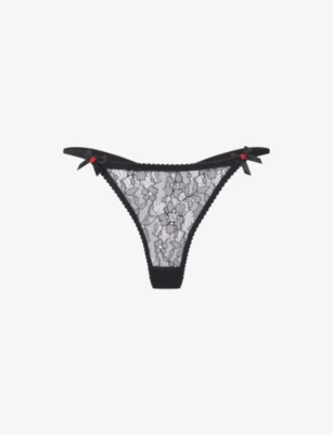 Shop Agent Provocateur Women's Black Lorna Low-rise Lace Thong