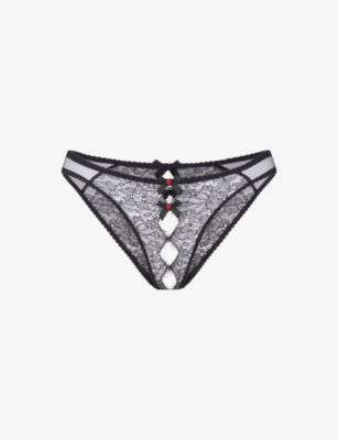 Agent Provocateur Lorna Panelled-lace And Mesh Briefs In Black