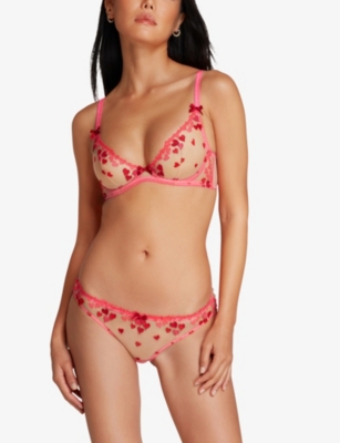 AGENT PROVOCATEUR: Cupid bow-embellished semi-sheer mesh bra