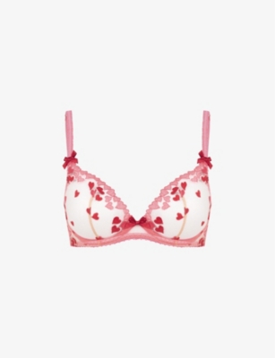 AGENT PROVOCATEUR Molly lace-trimmed stretch-silk satin underwired