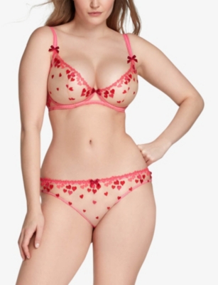 AGENT PROVOCATEUR: Cupid bow-embellished semi-sheer mesh bra
