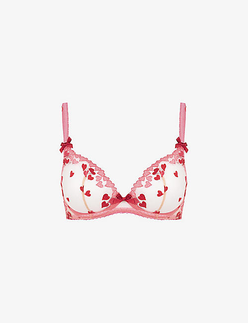 AGENT PROVOCATEUR: Cupid bow-embellished semi-sheer mesh bra