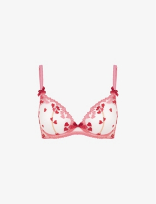 Agent Provocateur Womens Red Cupid Bow-embellished Semi-sheer Mesh Bra