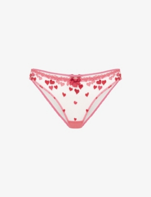 AGENT PROVOCATEUR AGENT PROVOCATEUR WOMEN'S RED/PINK CUPID HEART-PRINT WOVEN BRIEFS,65710136